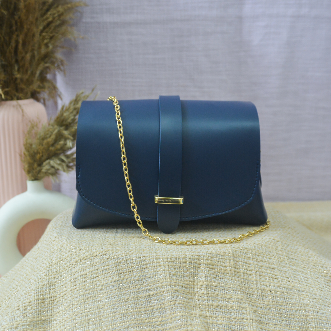 Dark Blue Eva Bag with Colorful Wave Belt.