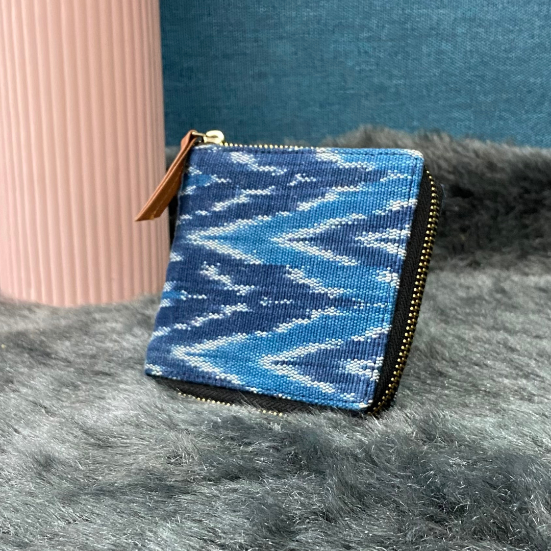 Blue Ikkat Mini Wallet