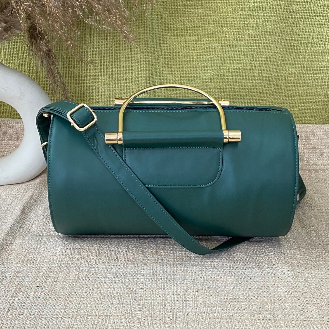 Bottle Green Barrel Bag Big.