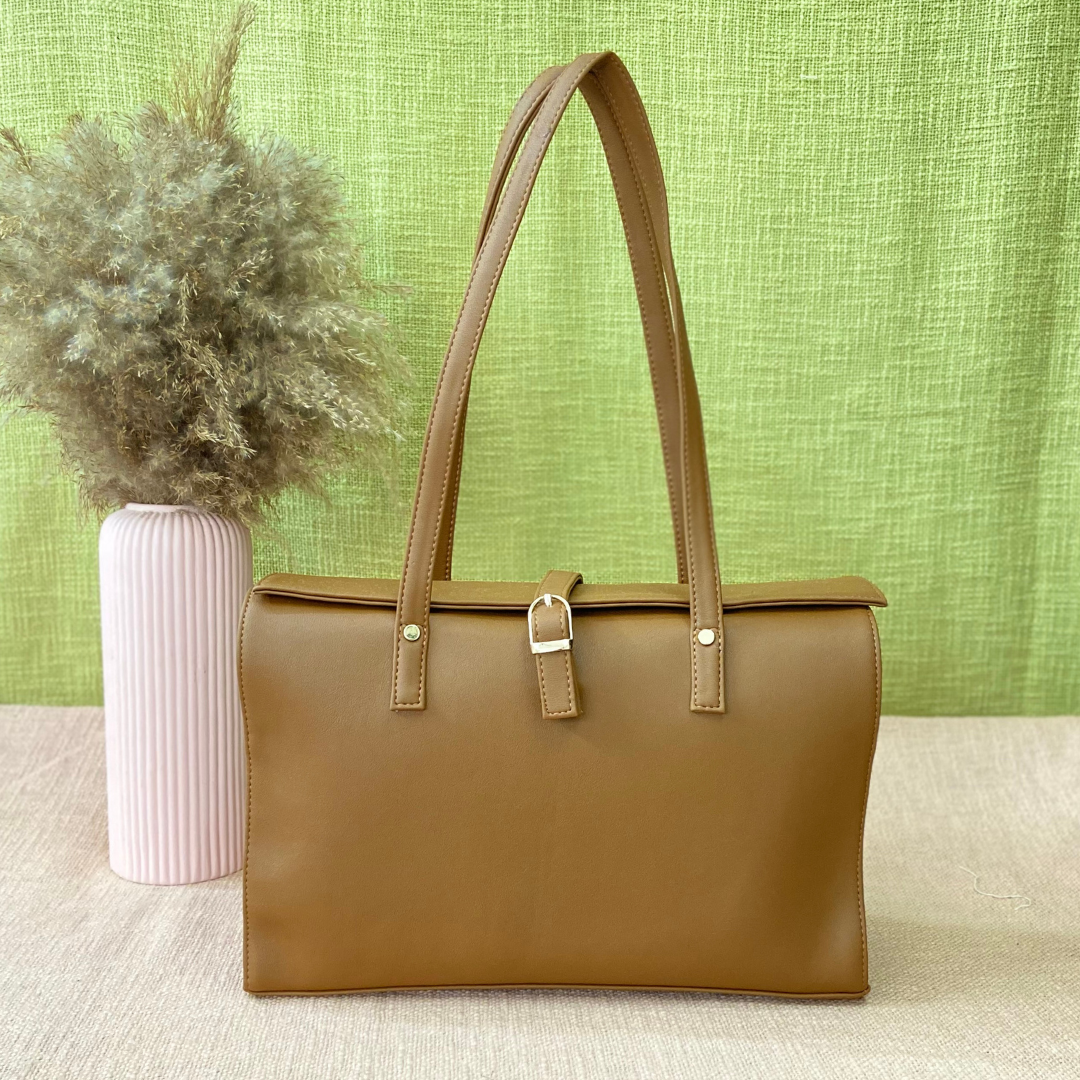 Brown with T-Shape Leera 14inch Bag + Mini Wallet Combo