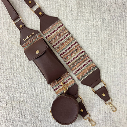 Brown Tribal Pochette Belt with phone Case