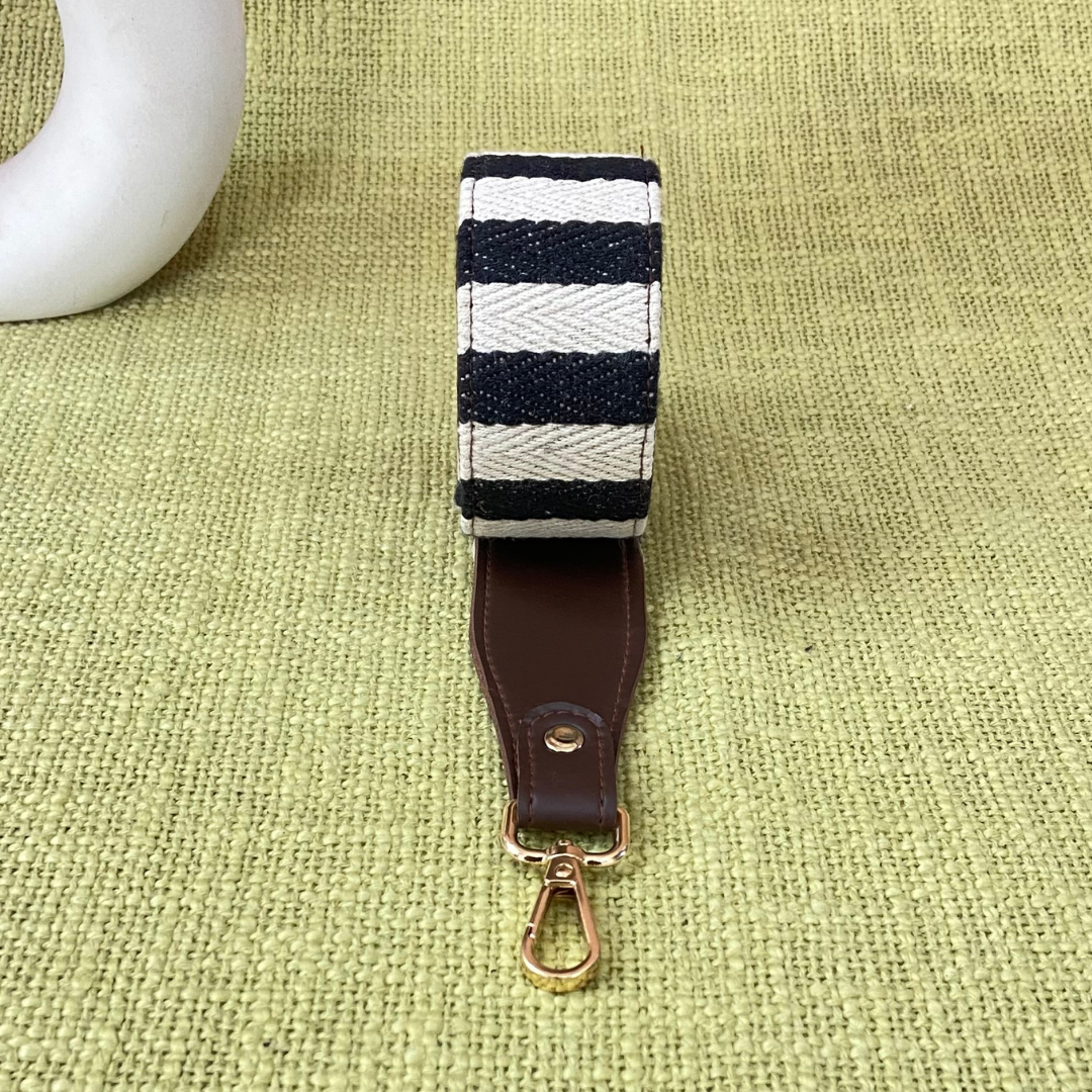 Brown with Black &amp; White Stripes Shoulder Belt