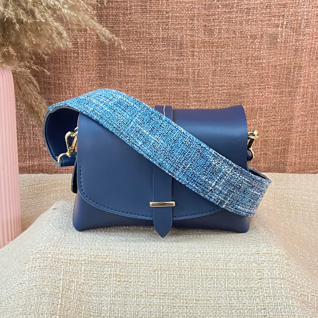 Dark Blue Eva Bag with Midnight Blueberry Belt + Big Wallet