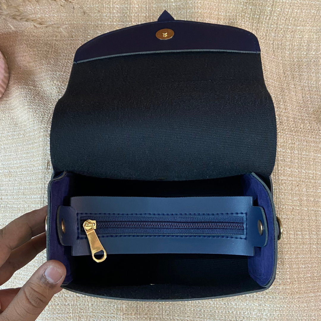 Dark Blue Eva Bag with Midnight Blueberry Belt + Big Wallet