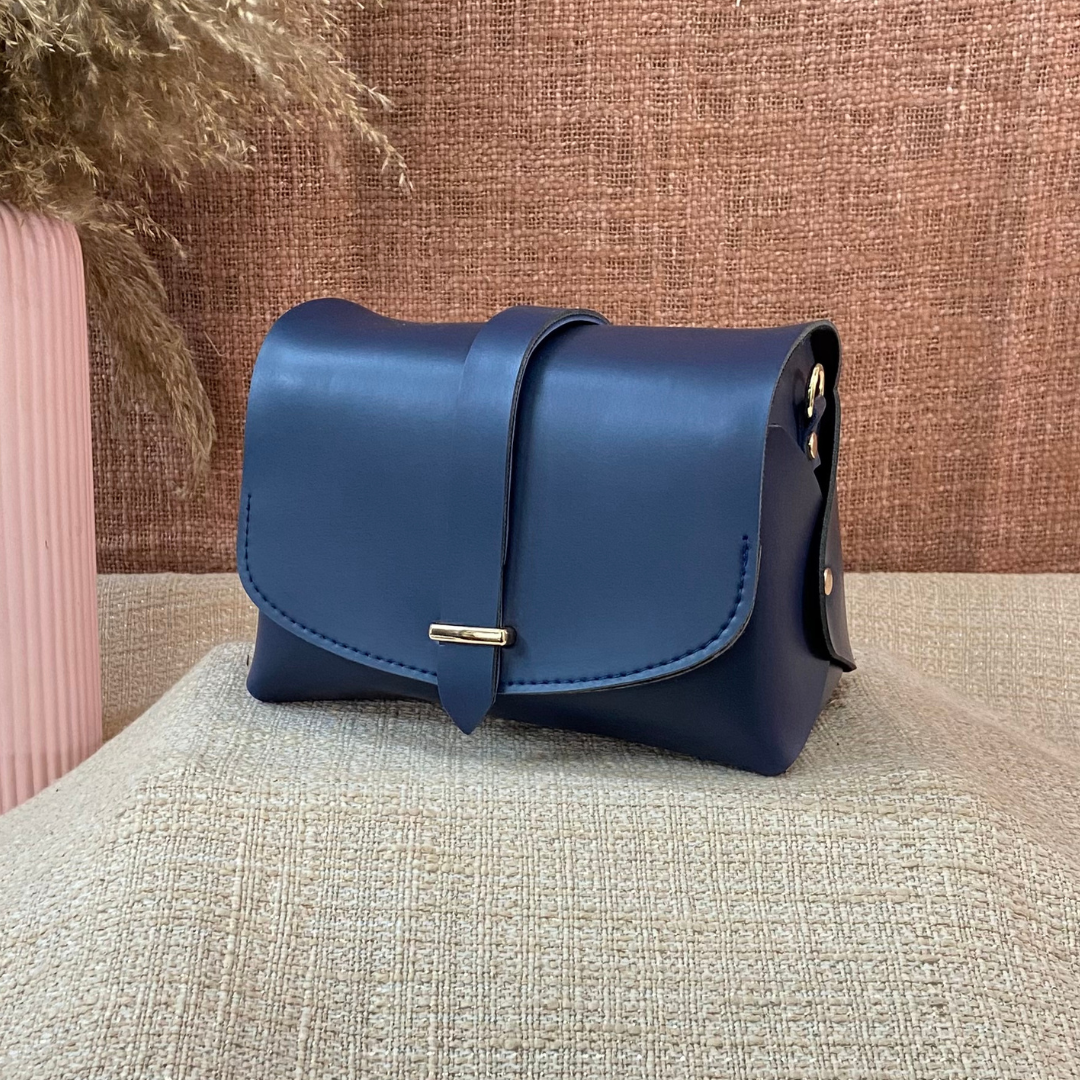 Dark Blue Eva Bag with Midnight Blueberry Belt + Mini Wallet