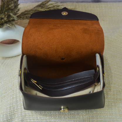 Dark Brown Eva Bag with T-Shape Design Belt + Big &amp; Small Wallet Combo