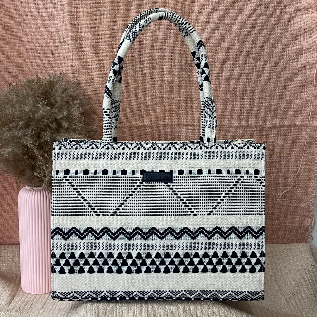 Emmy Black &amp; White Tribal XL Tote Bag