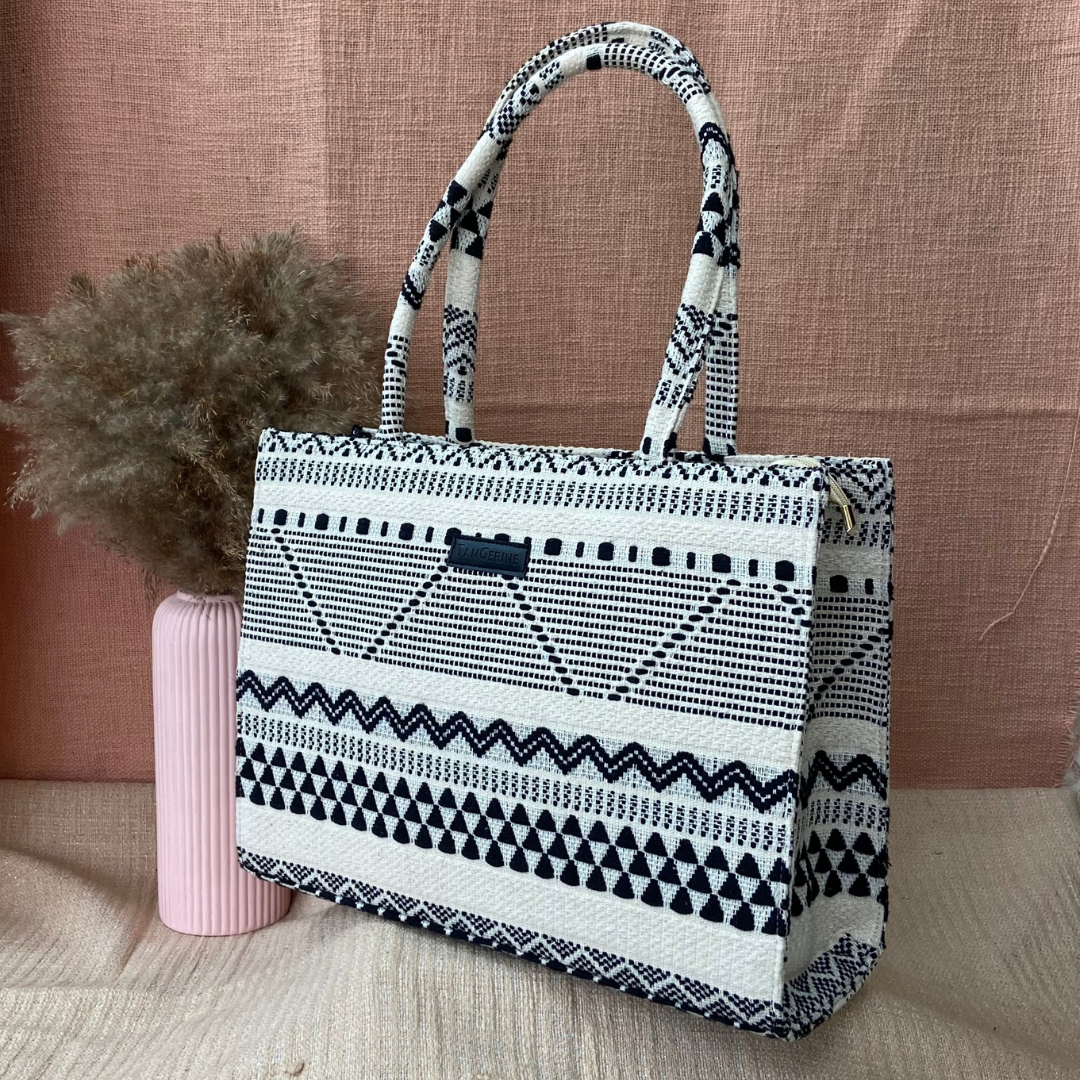 Emmy Black &amp; White Tribal XL Tote Bag