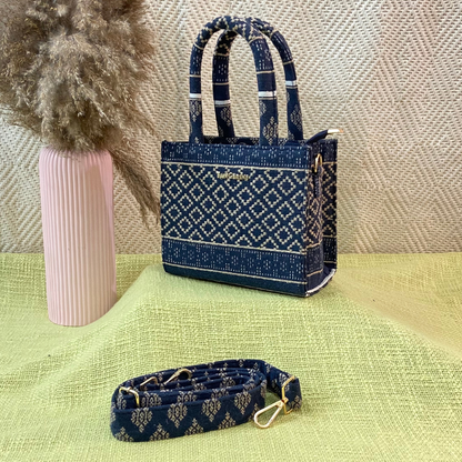 Emmy Dark Blue with White Diamond Mini Bag