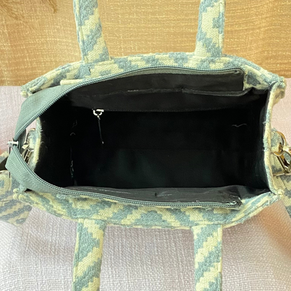 Emmy White &amp; Blue Diamond Design Mini Bag. (New Style)