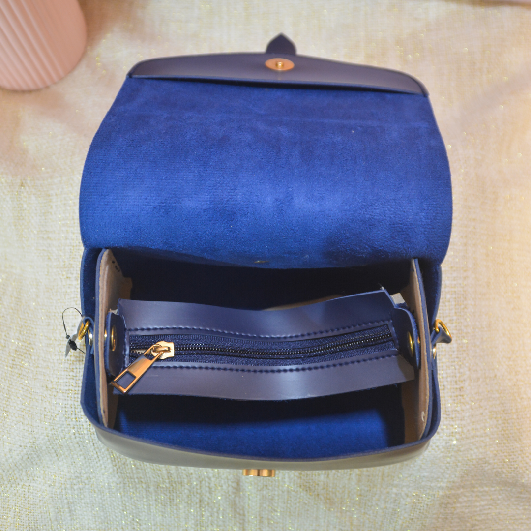 Dark Blue Eva Bag with Blue Vibrant Belt.