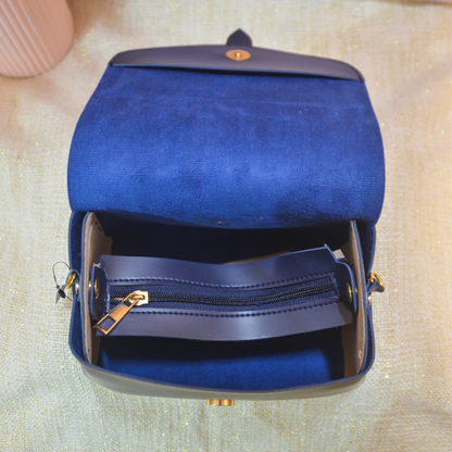 Dark Blue Eva Bag with Colorful Wave Belt + Mini Wallet