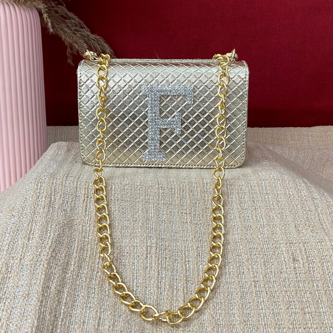 Gold Bottega Box Style Waist Bag Phone Size