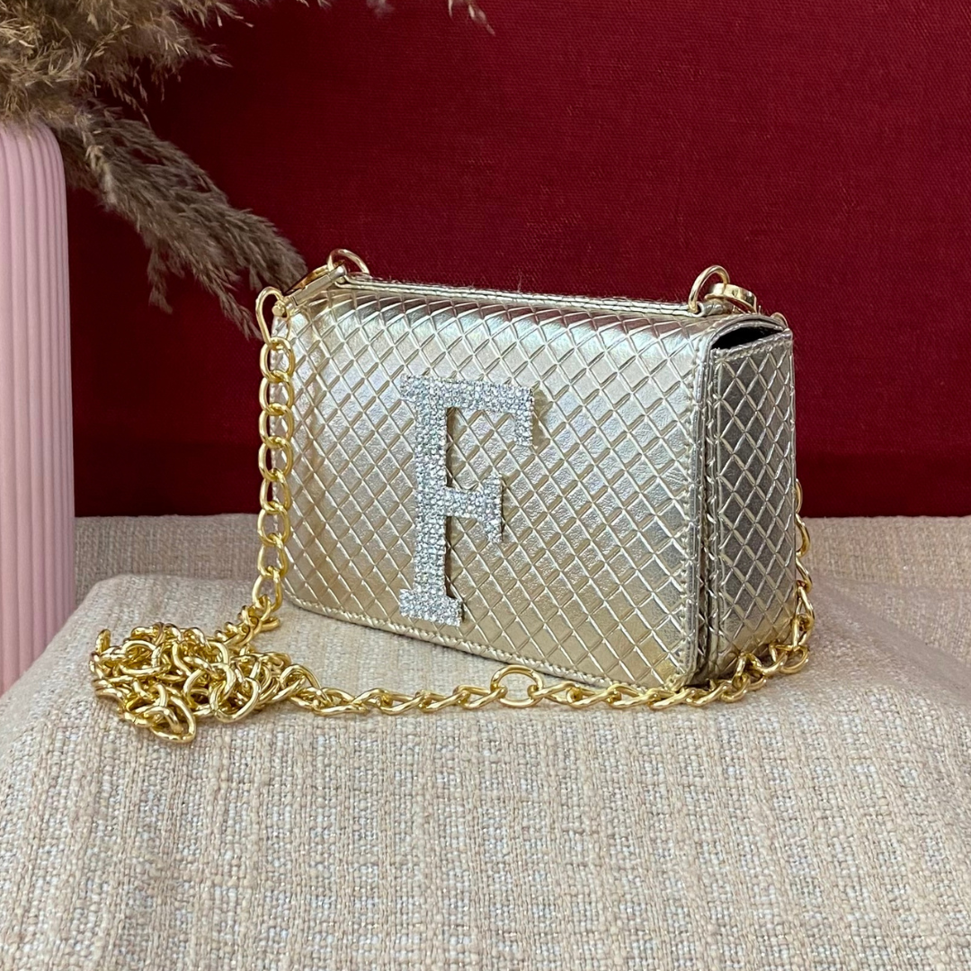 Gold Bottega Box Style Waist Bag Phone Size