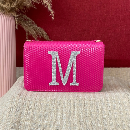 Hot Pink Textured Box Style Waist Bag Phone Size