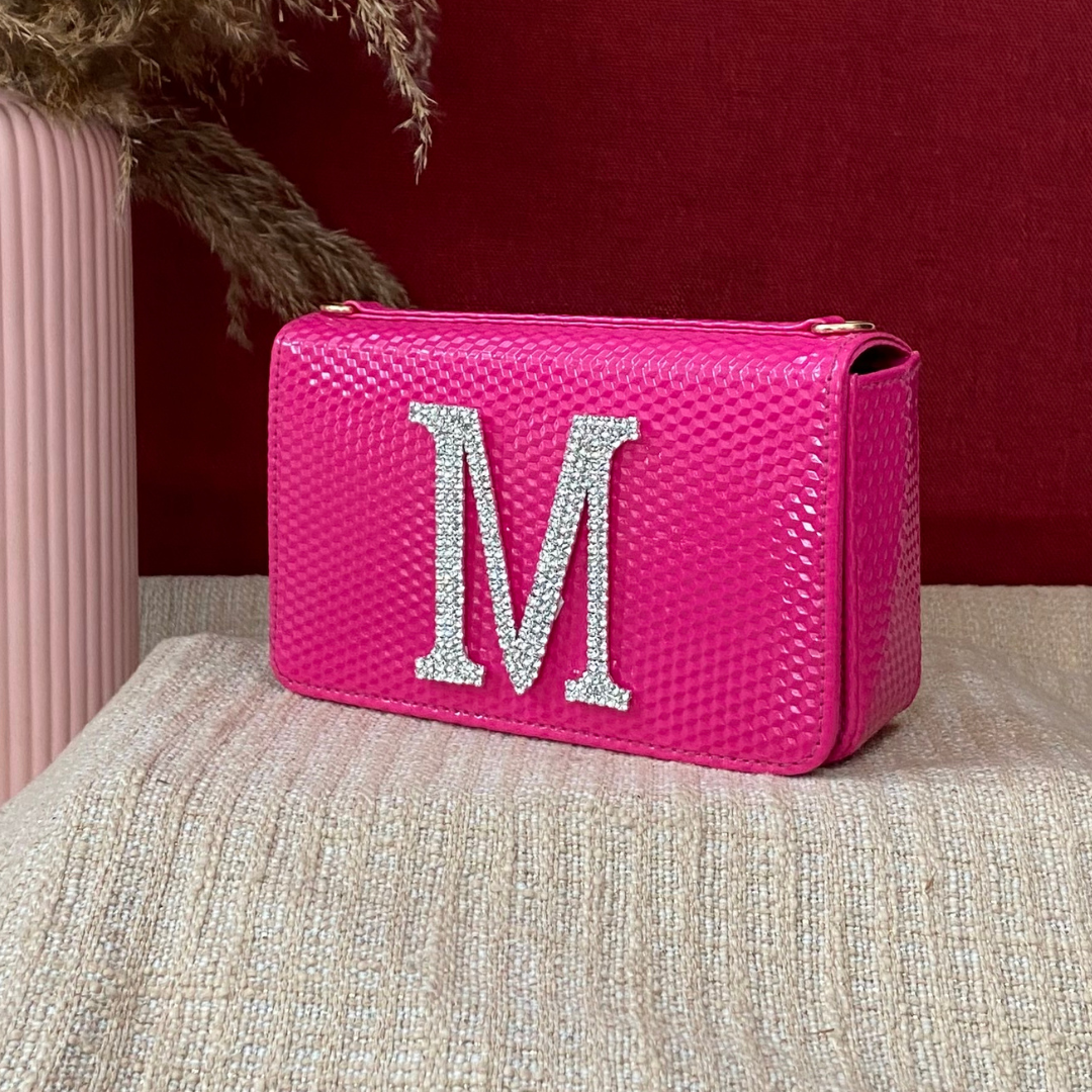 Hot Pink Textured Box Style Waist Bag Phone Size