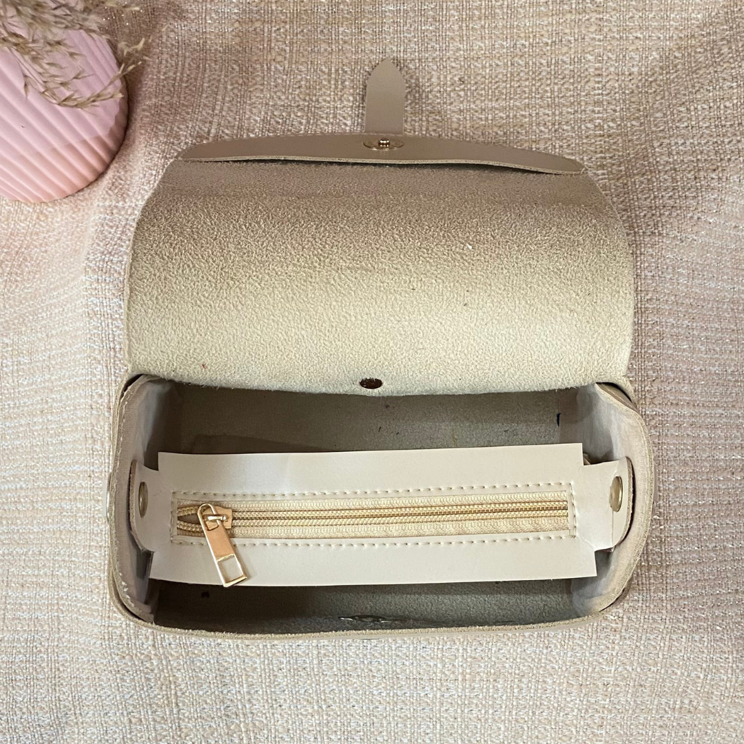 Light Beige Eva Bag with Multi-color Belt + Mini Wallet