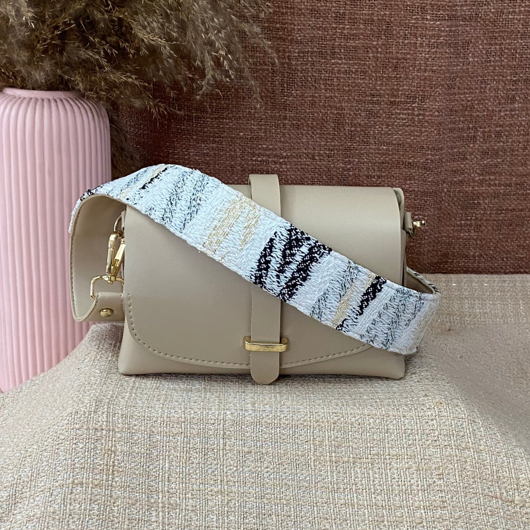 Light Beige Eva Bag with White Tribal Belt.