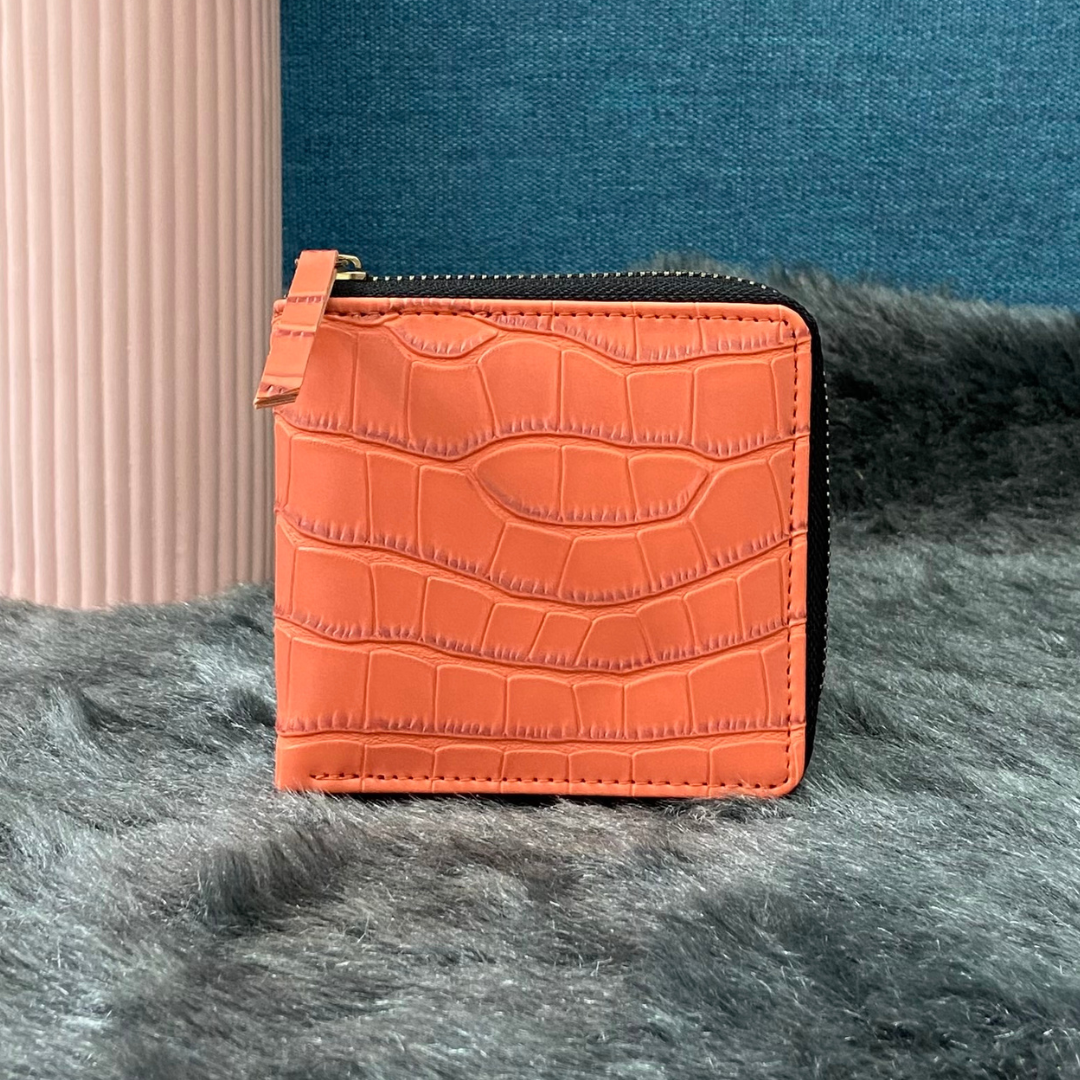 Orange Croc Mini Wallet.