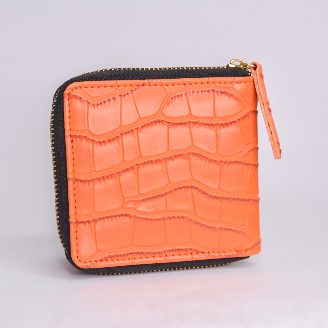 Orange Croc Mini Wallet.