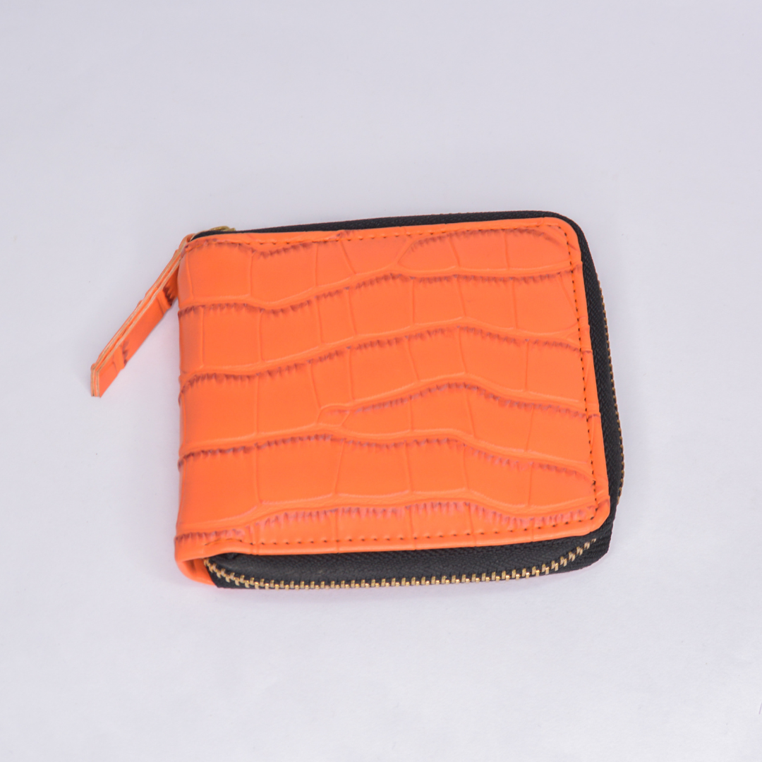 Orange Croc Mini Wallet.