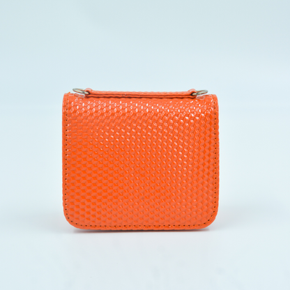 Orange Textured Monogram Bag