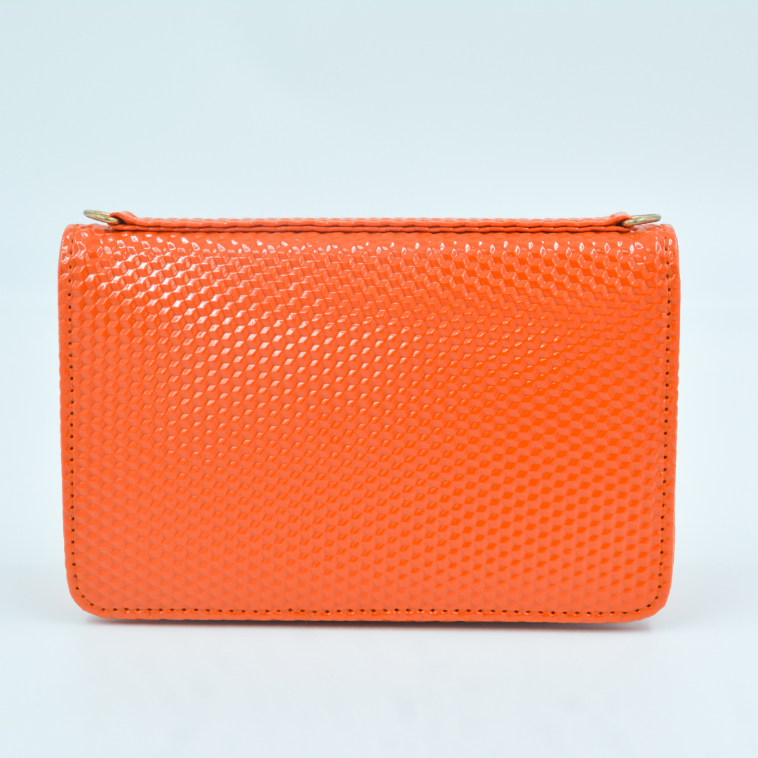 Orange Textured Monogram Bag