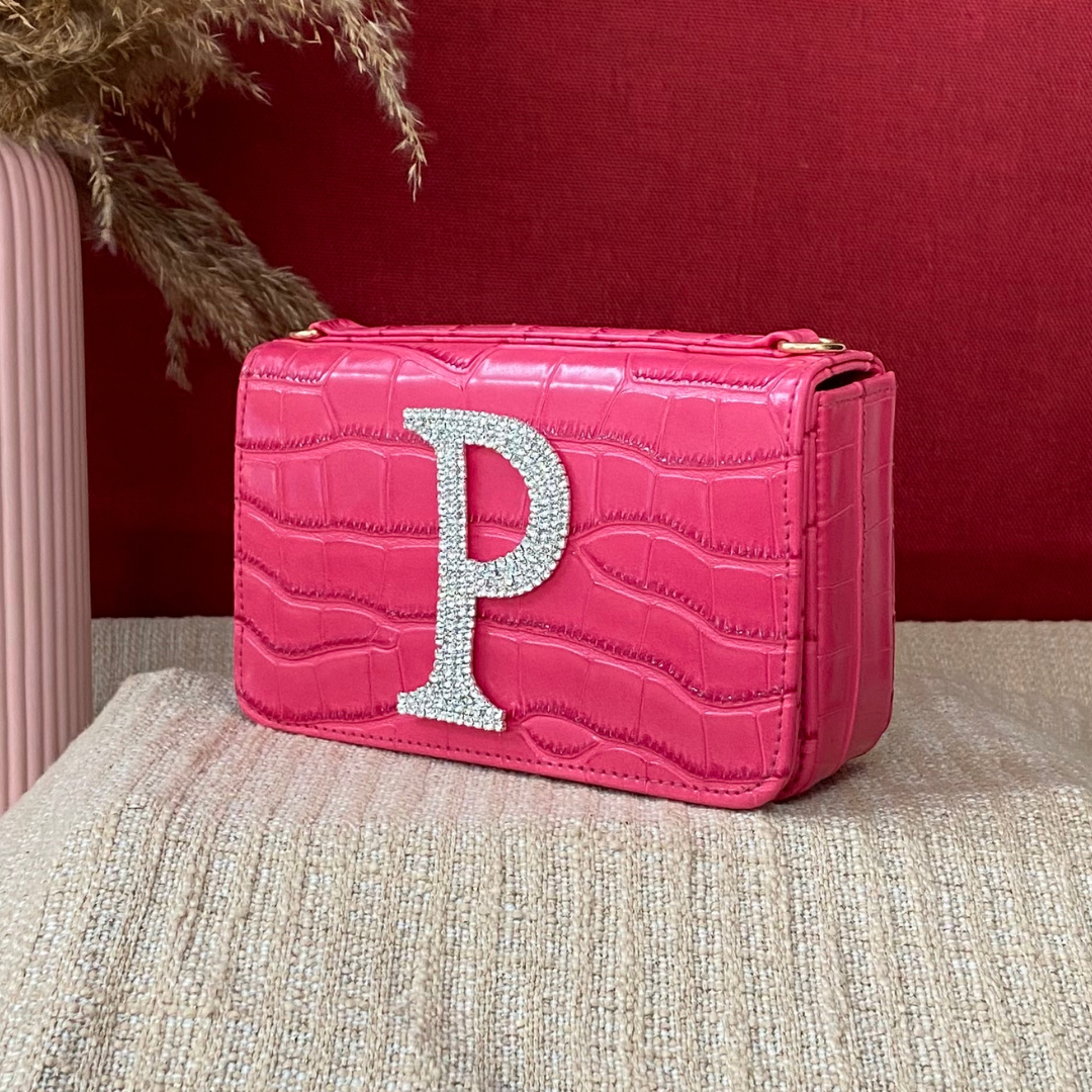 Pink Croc Embossed Box Style Waist Bag Phone Size