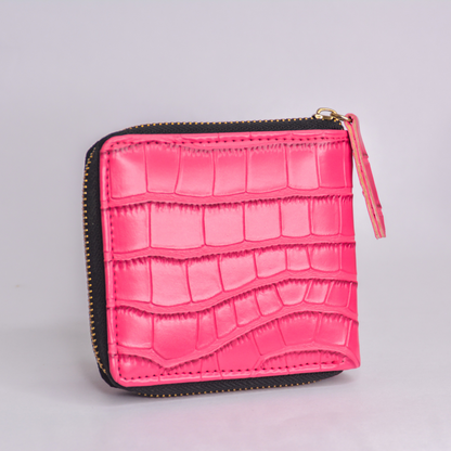 Pink Croc Mini Wallet
