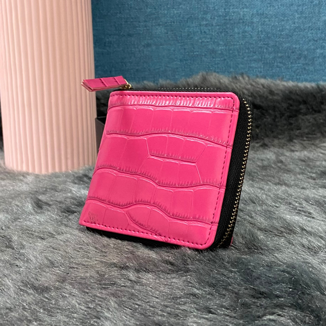 Pink Croc Mini Wallet