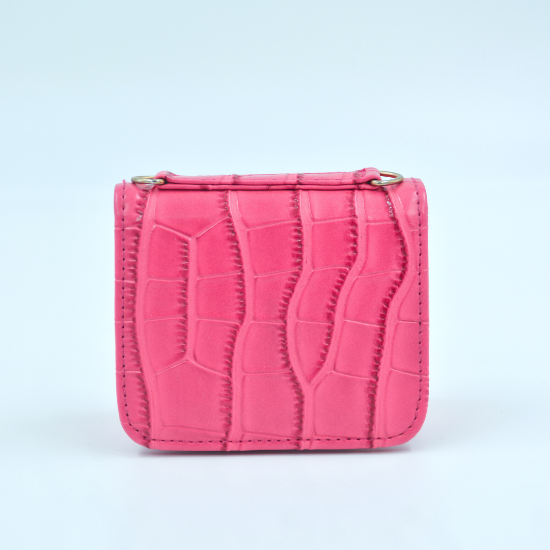 Pink Croc Embossed Monogram Bag