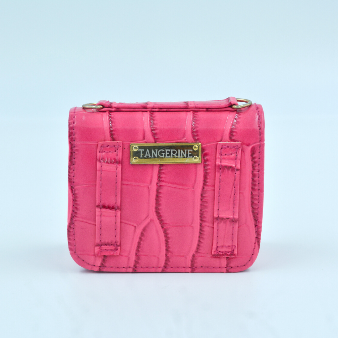 Pink Croc Embossed Monogram Bag