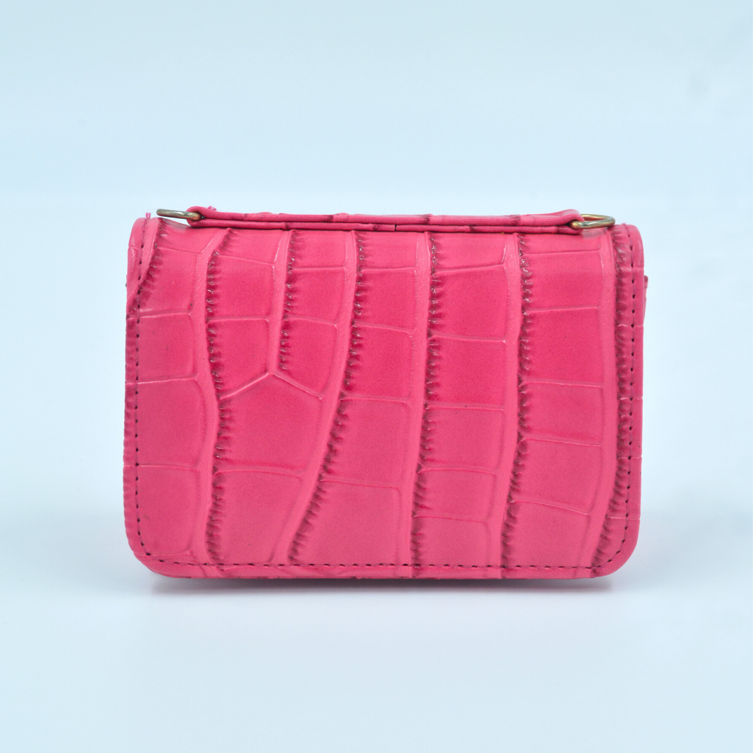 Pink Croc Embossed Monogram Bag