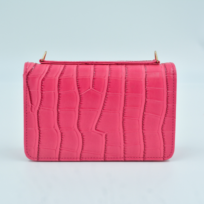 Pink Croc Embossed Monogram Bag