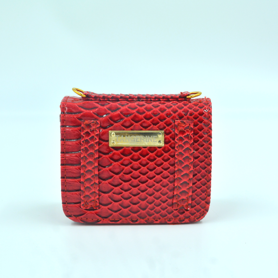 Wine Red Croc Embossed Monogram Bag