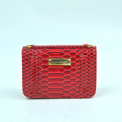 Wine Red Croc Embossed Monogram Bag