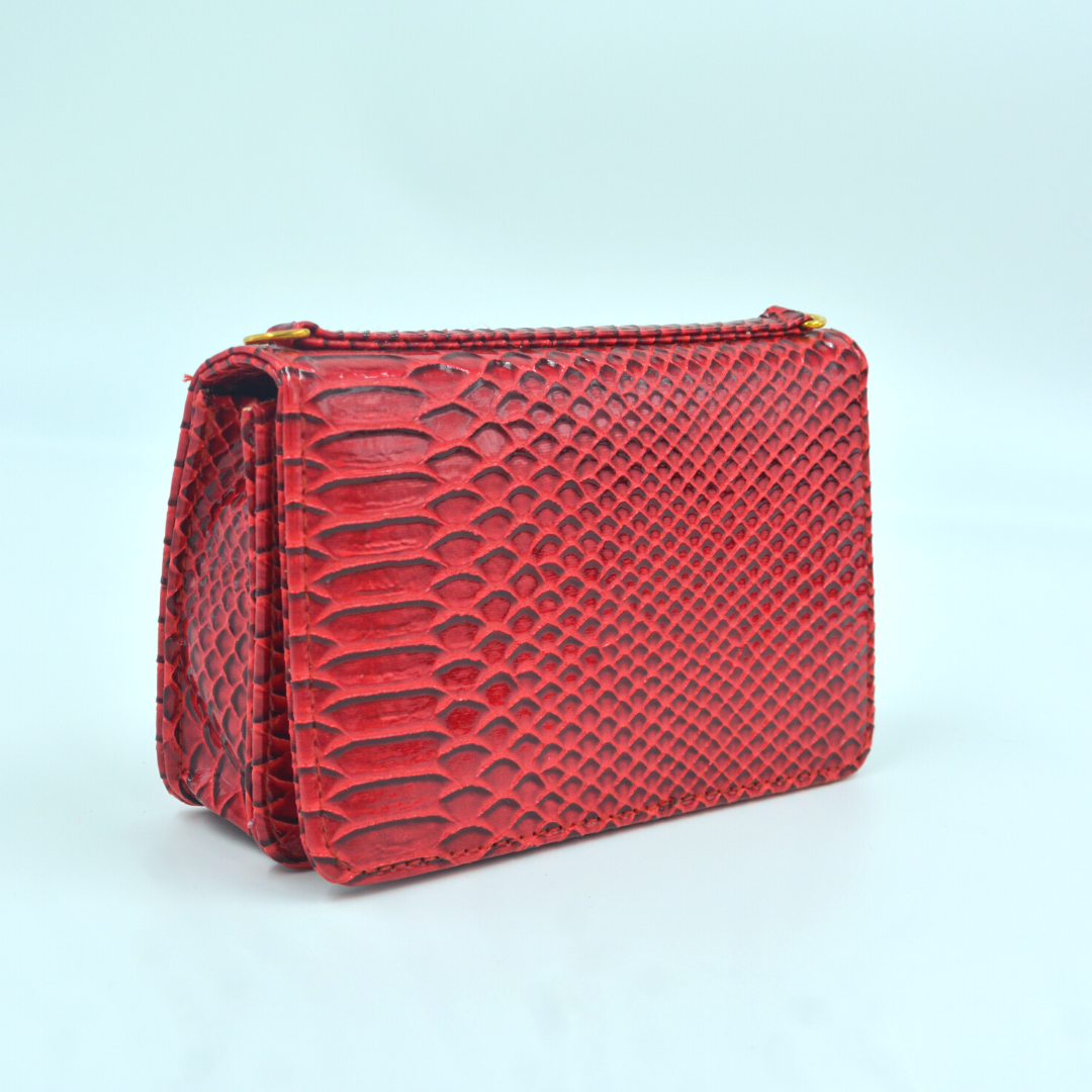 Wine Red Croc Embossed Monogram Bag