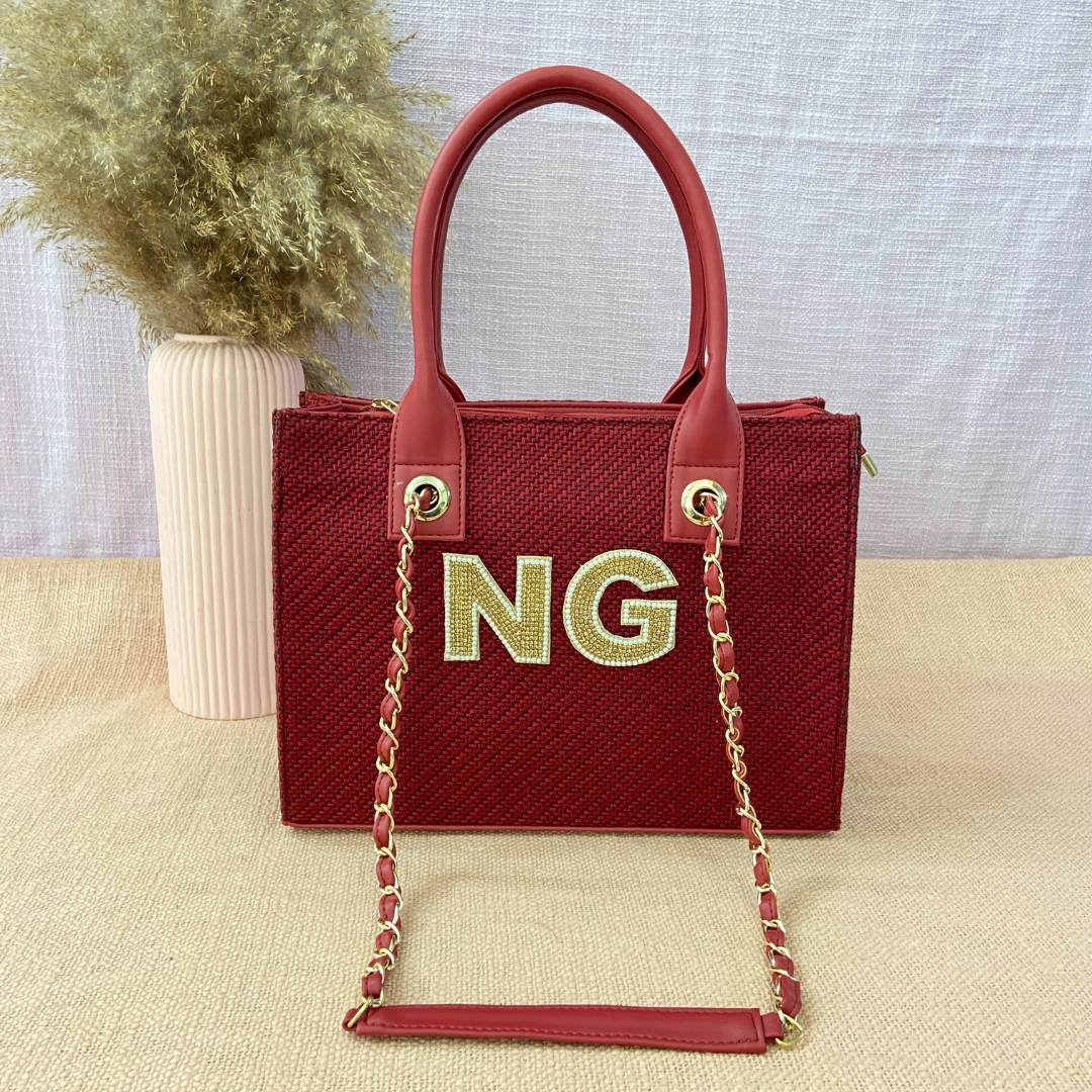 Mulberry Red Chain Tote 12inch