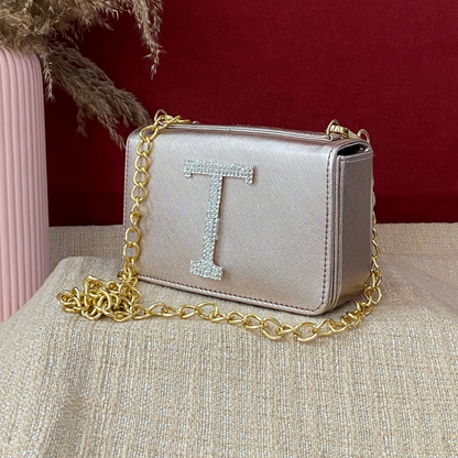 Rose Gold Box Style Waist Bag Phone Size.
