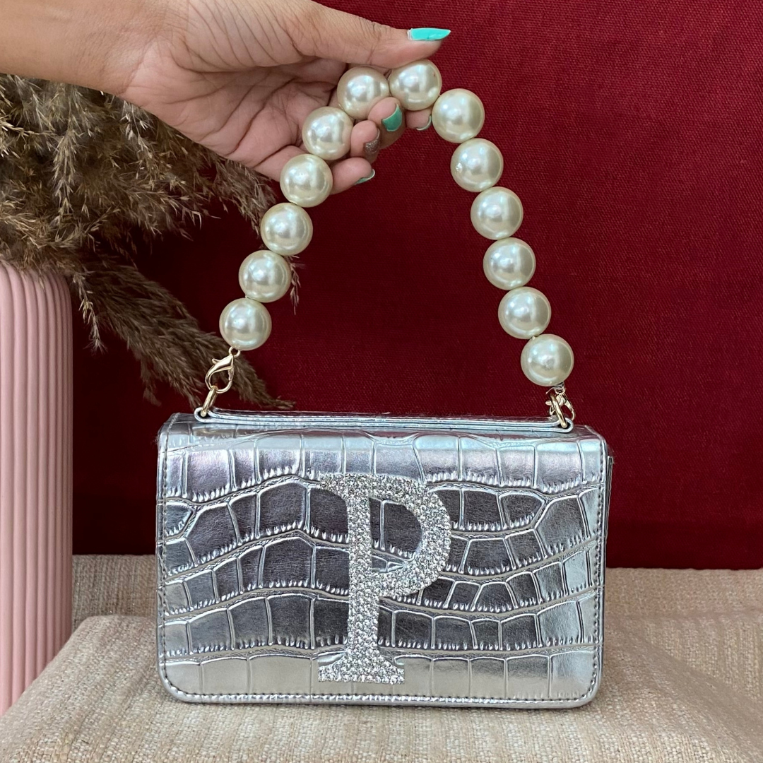 Silver Croc Embossed Box Style Waist Bag Phone Size