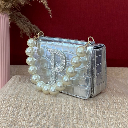 Silver Croc Embossed Box Style Waist Bag Phone Size