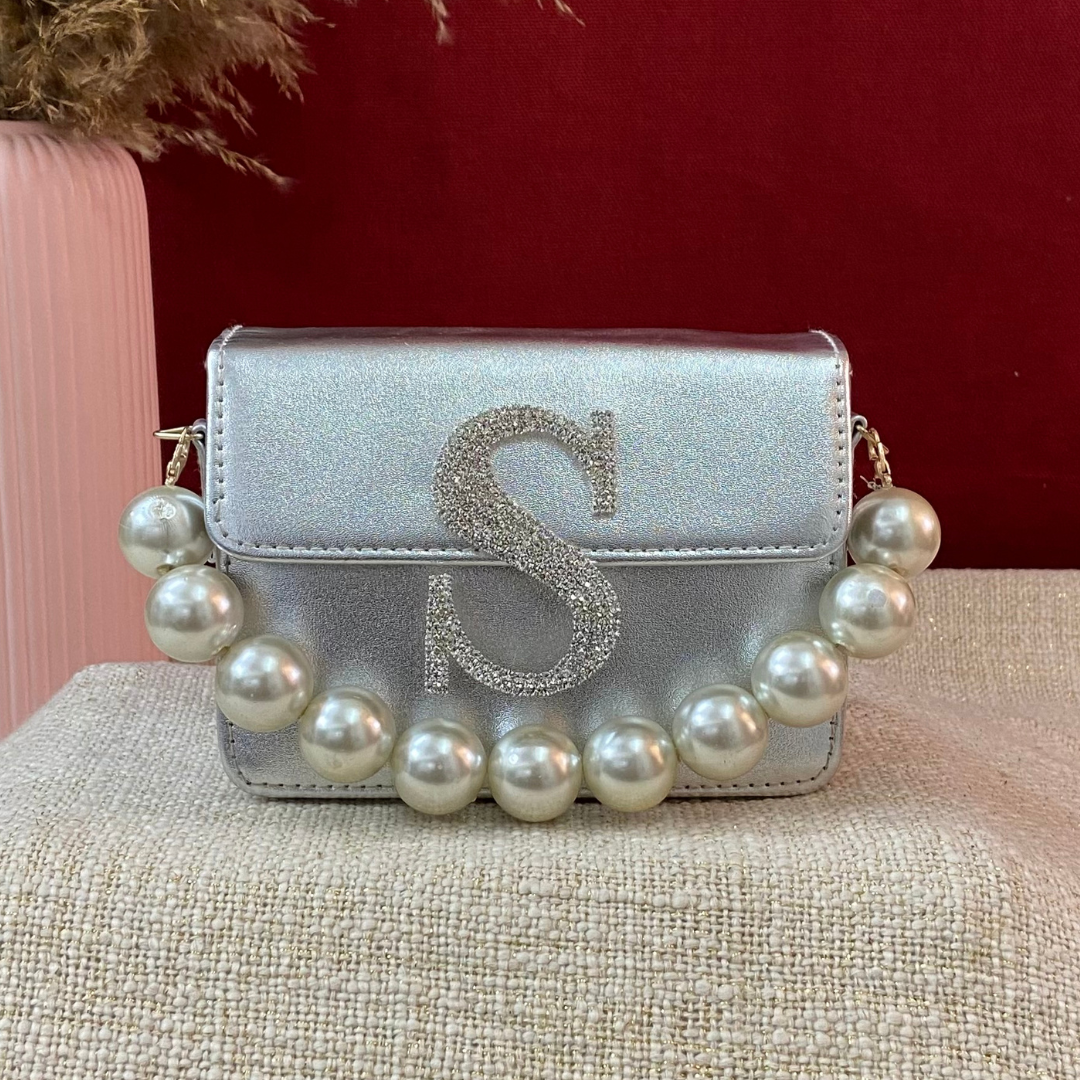 Silver Non-Textured Phone Size Monogram Bag (New Style)