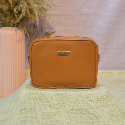 Tan Dual Compartment Bag with Tan Neon Belt