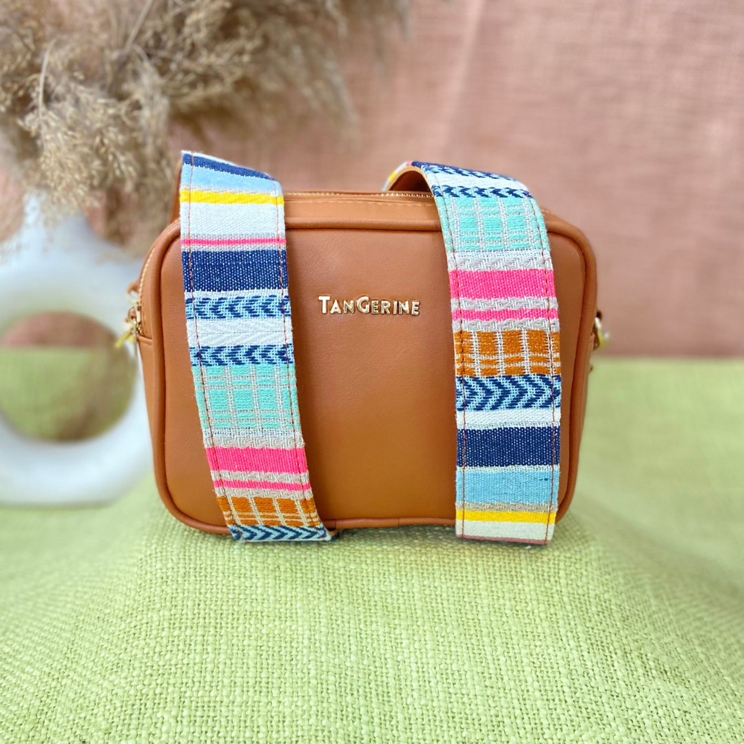 Tan Dual Compartment Bag with Tan Vibrant Belt