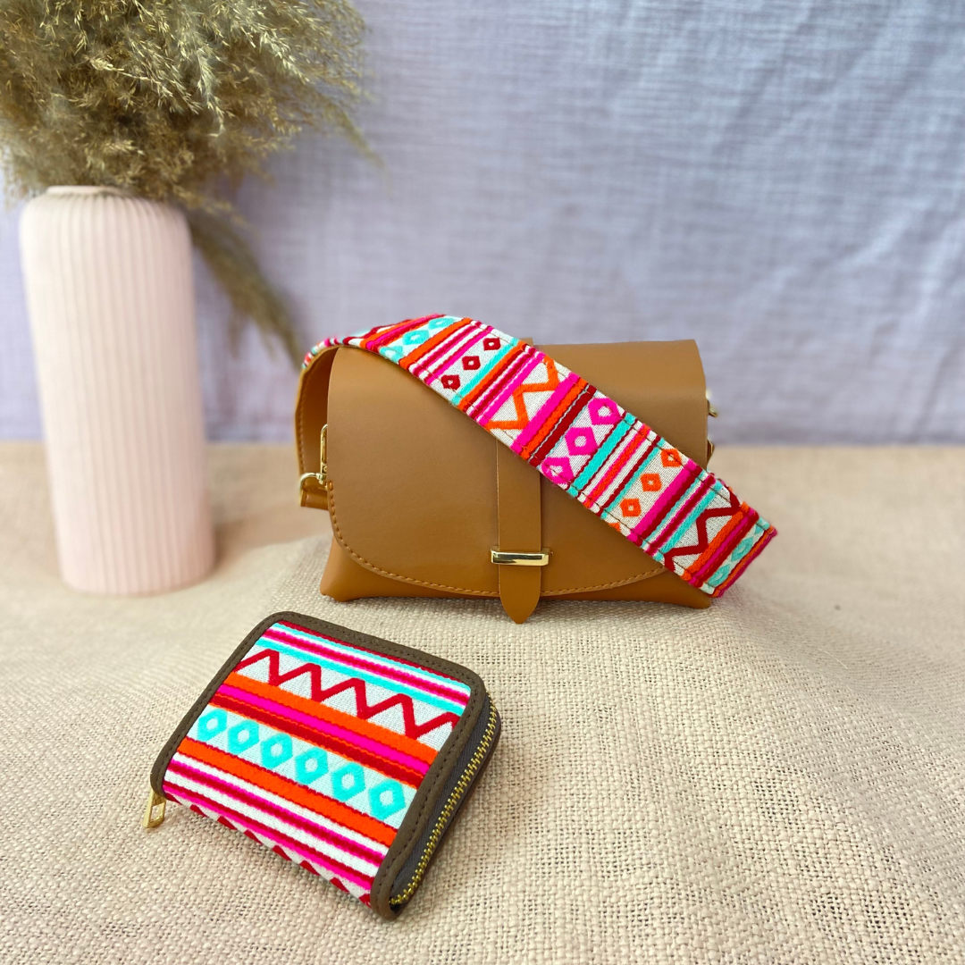 Tan Eva Bag with Boho Belt + Mini Wallet