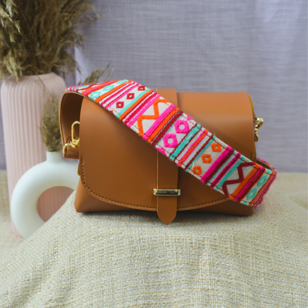 Tan Eva Bag with Boho Belt.