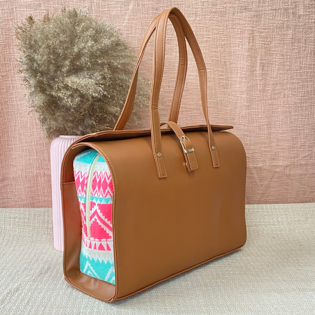 Tan Neon Leera 12inch Bag