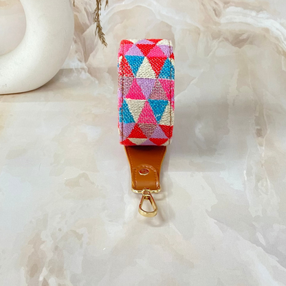 Tan Pink Triangle Multi-color Shoulder Belt