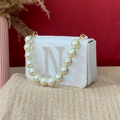 White Croc Embossed Box Style Waist Bag Phone Size