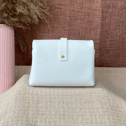 White Eva Bag with Multi-color Vibrant Belt.